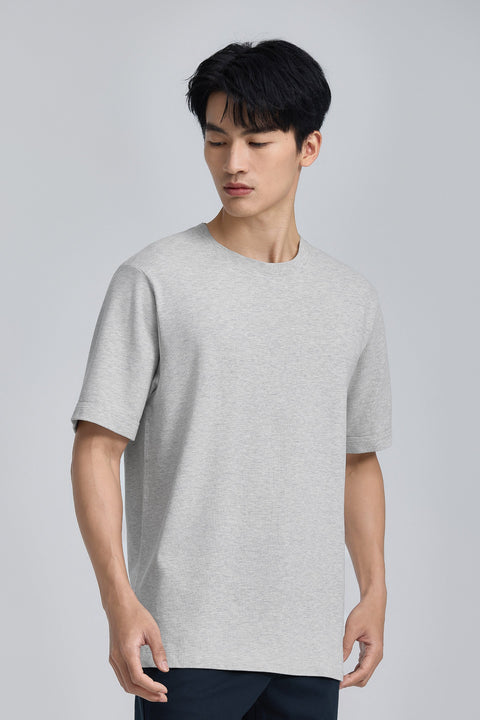Cotton-Hemp Crew Neck T-Shirt | Heather Grey EB5065