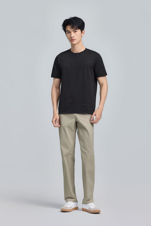 VISDRY™ Double-Knit Crew Neck T-shirt | Black BKFD01