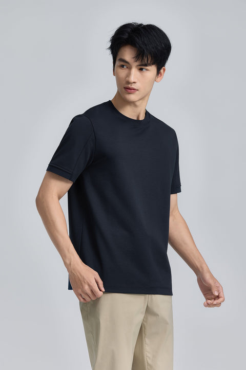 VISDRY™ Double-Knit Crew Neck T-shirt | Navy 14036N