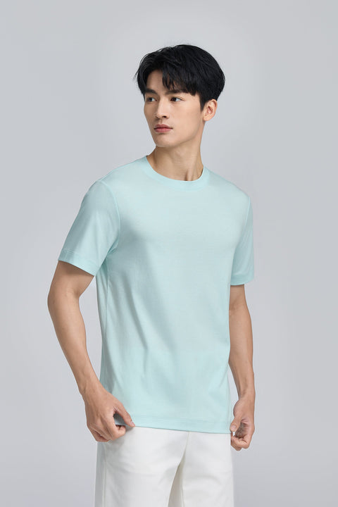 Cotton-Wool Crew Neck Slim Fit T-Shirt | Seafoam Green PT4610