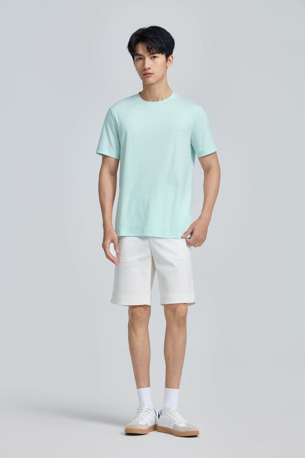 Cotton-Wool Crew Neck Slim Fit T-Shirt | Seafoam Green PT4610