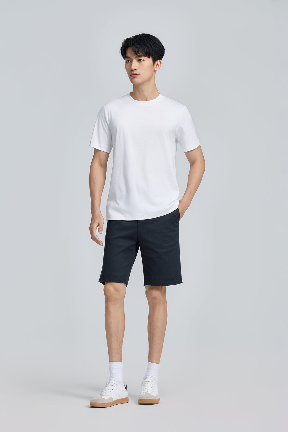 Cotton-Wool Crew Neck Slim Fit T-Shirt | White WH001Z