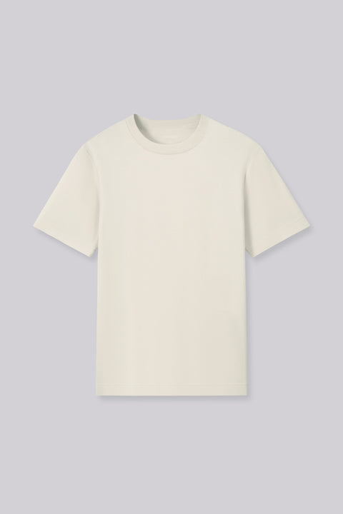 Cotton-Silk Crew Neck Slim Fit T-Shirt | Light Beige WMGR1U