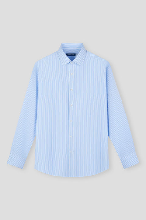 Wrinkle-Free Pinpoint Oxford Dress Shirt | Light Blue White Stripes 10090N