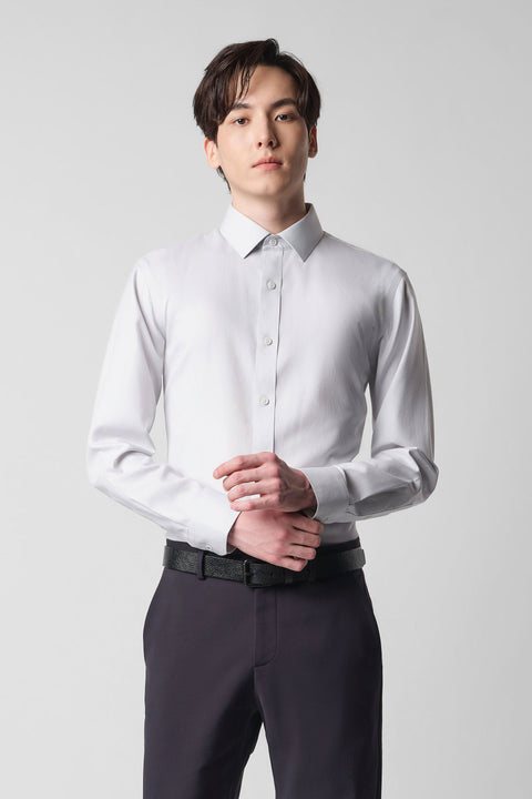 Wrinkle-Free Classic Herringbone Dress Shirt | Light Grey 31880N