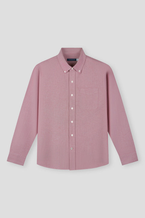 Soft Oxford Button-Down Casual Shirt | Burgundy 13028N