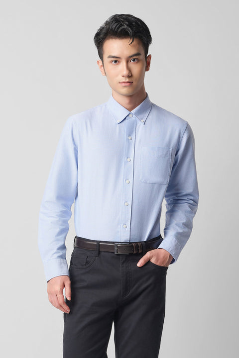Soft Oxford Button-Down Casual Shirt | Blue 33431N