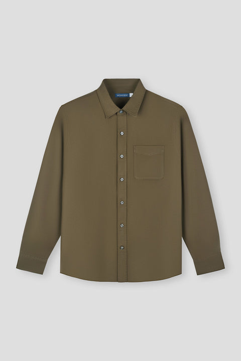 Soft Twill Point Collar Casual Shirt | Olive 23697Z