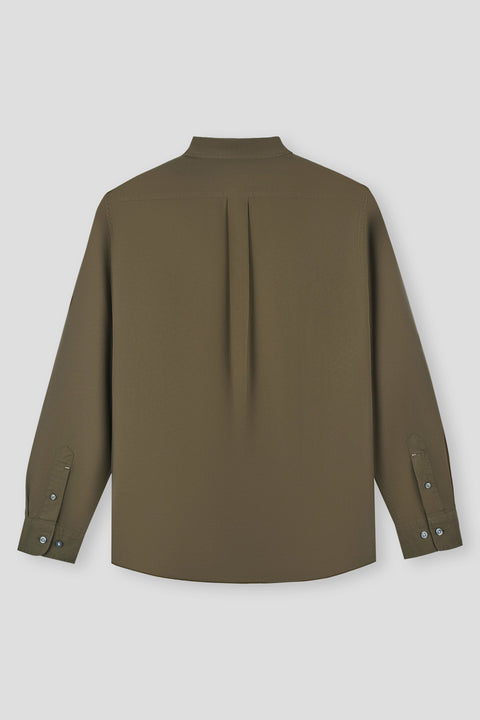 Soft Twill Point Collar Casual Shirt | Olive 23697Z
