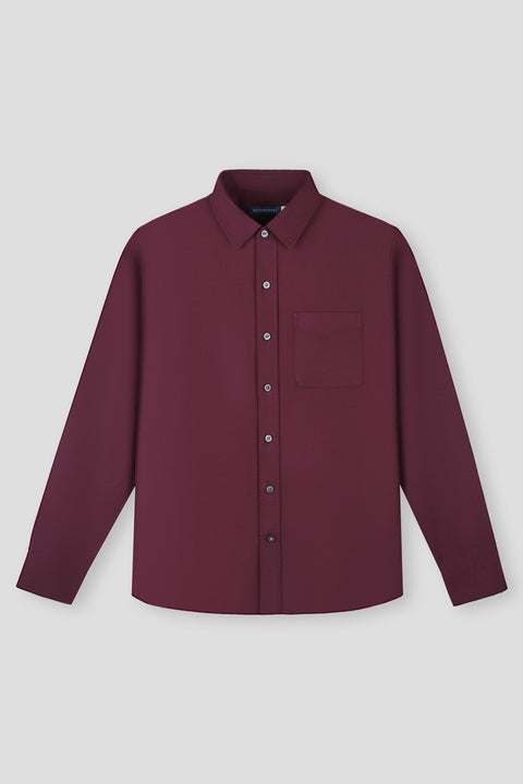 Soft Twill Point Collar Casual Shirt | Plum Burgundy 14460N