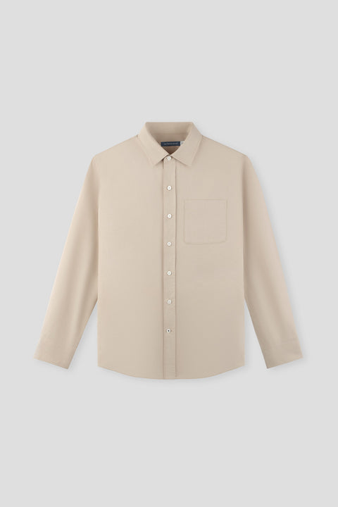 Soft Twill Point Collar Casual Shirt | Khaki 8036NZ