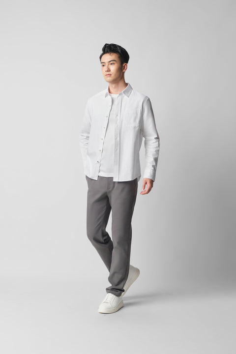 Soft Twill Point Collar Casual Shirt | White WH001Z