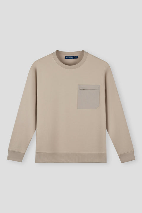 HeatGuard Twill Jacquard Patch Pocket Sweatshirt | Light Khaki PT1306