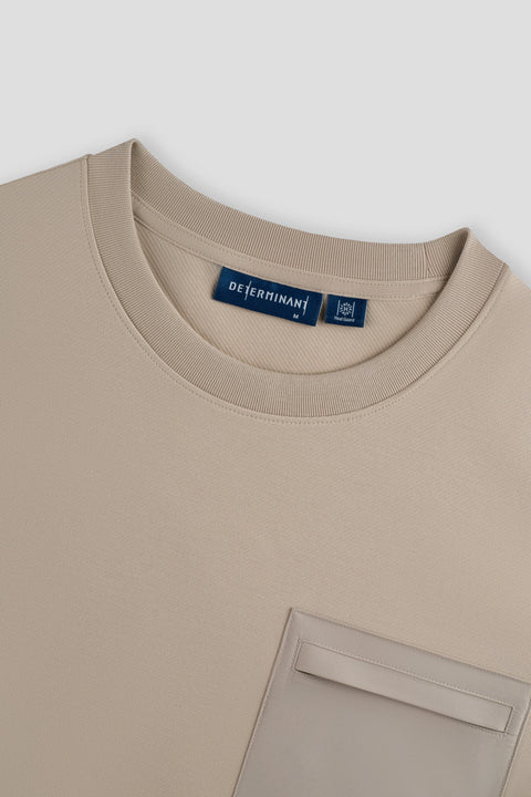 HeatGuard Twill Jacquard Patch Pocket Sweatshirt | Light Khaki PT1306