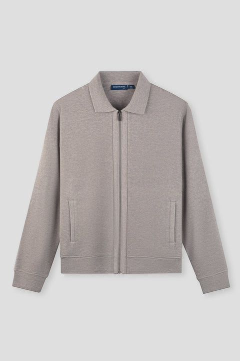 Cotton Yak Ribbed Jacquard Full-Zip Jacket | Grey VE3874