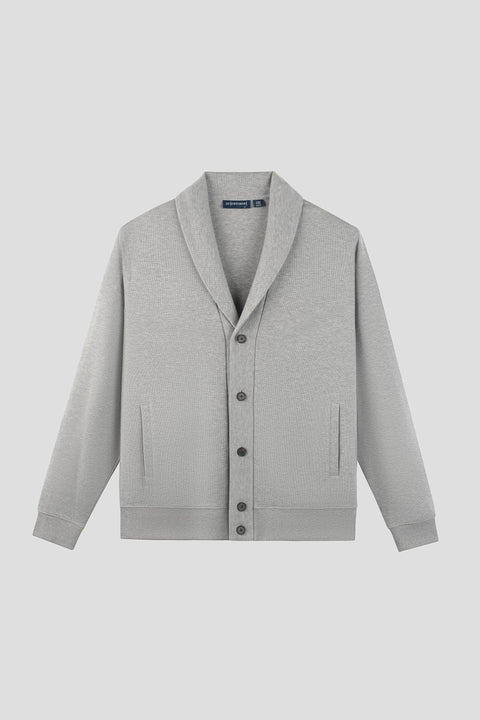 Merino-Blend French Rib Shawl Collar Cardigan | Grey EBC054