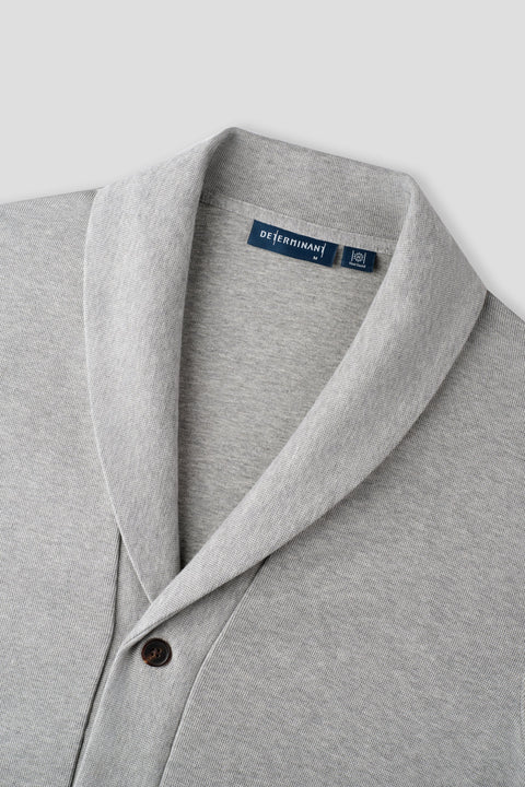 Merino-Blend French Rib Shawl Collar Cardigan | Grey EBC054