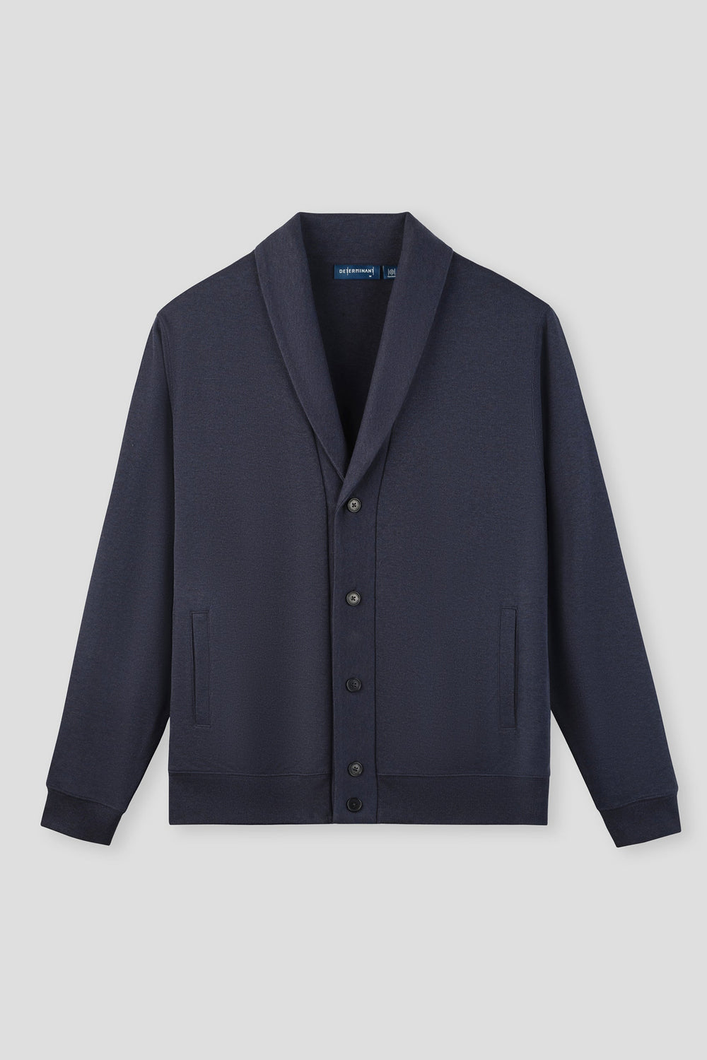 Merino-Blend French Rib Shawl Collar Cardigan | Navy EB1244