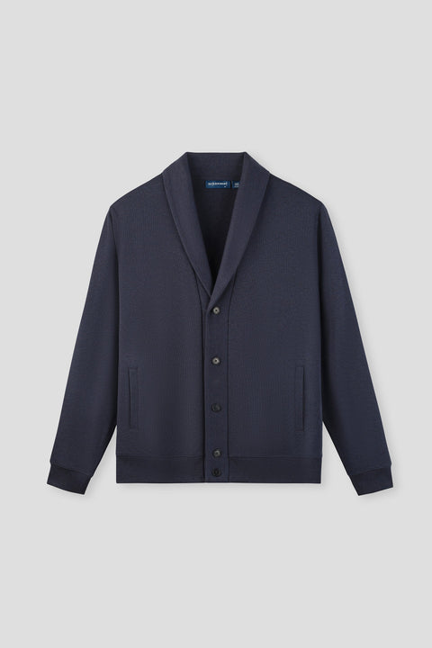 Merino-Blend French Rib Shawl Collar Cardigan | Navy EB1244