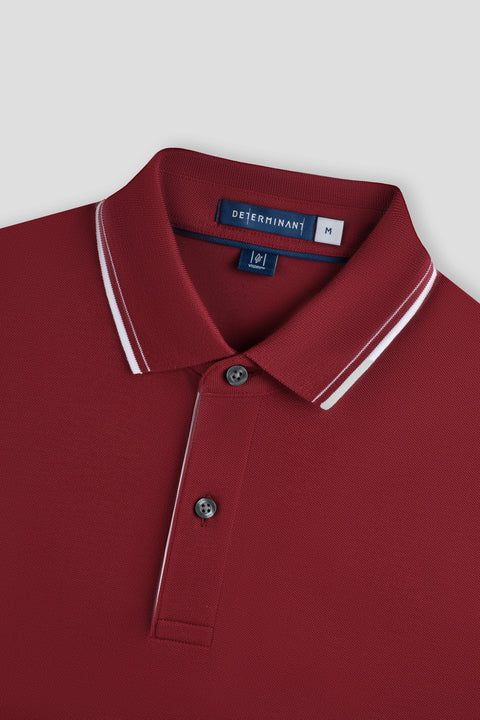 VISDRY™ Pique Tipped Polo | Burgundy BRE112