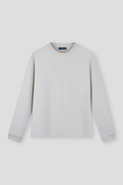 Waffle Crew Neck Long Sleeve T-Shirt | Light Grey GYFL01