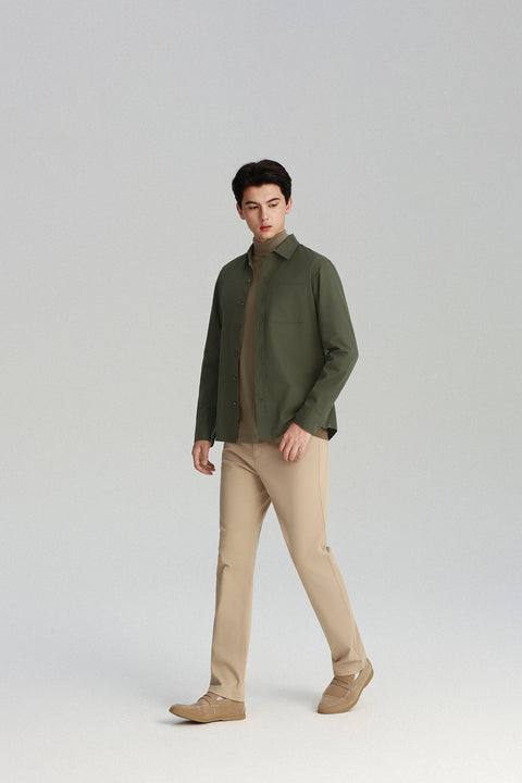 Soft Twill Point Collar Casual Shirt | Olive 23697Z