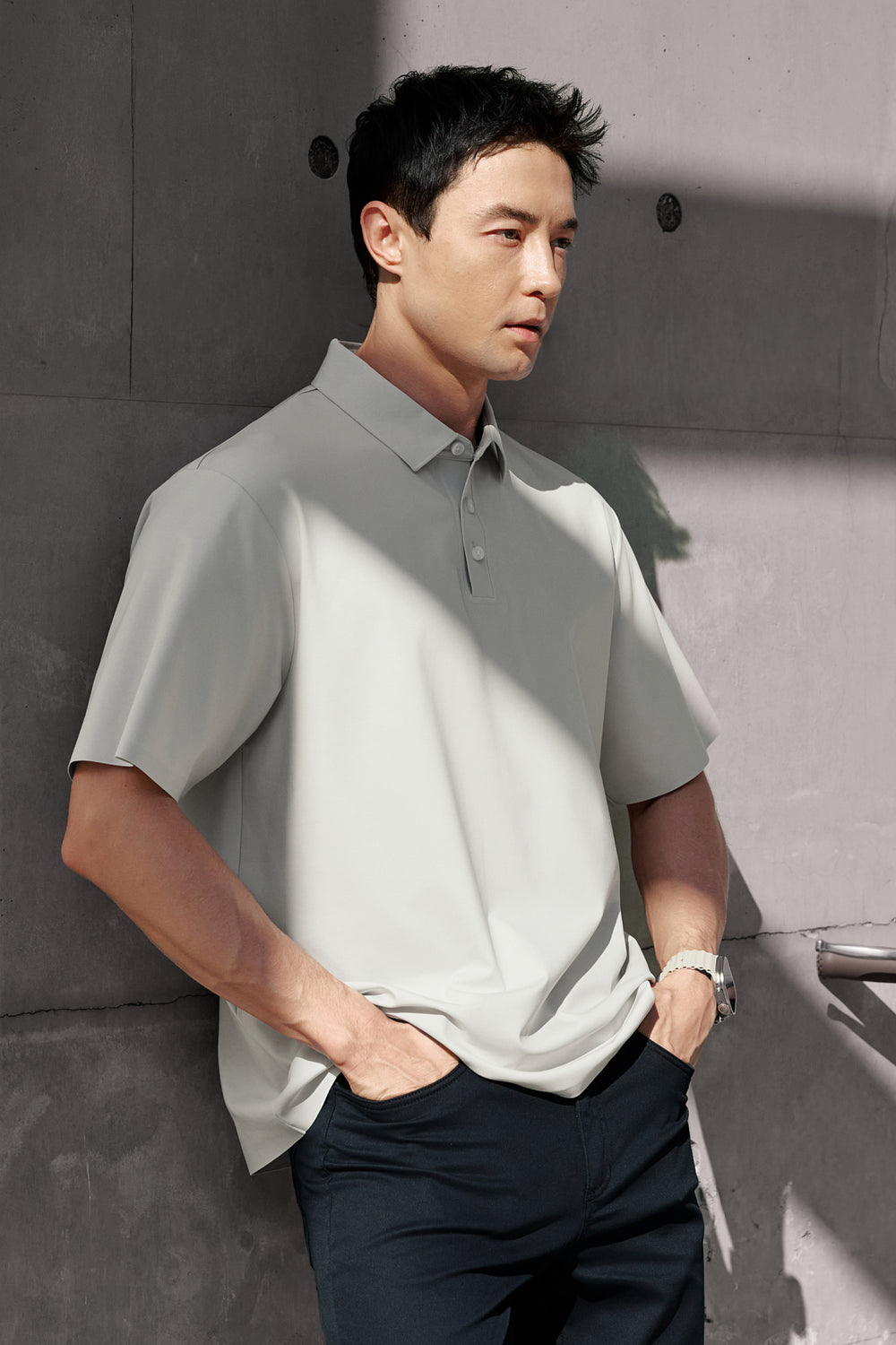 InstantCool Bonded Jersey Polo | Light Grey GYFL01