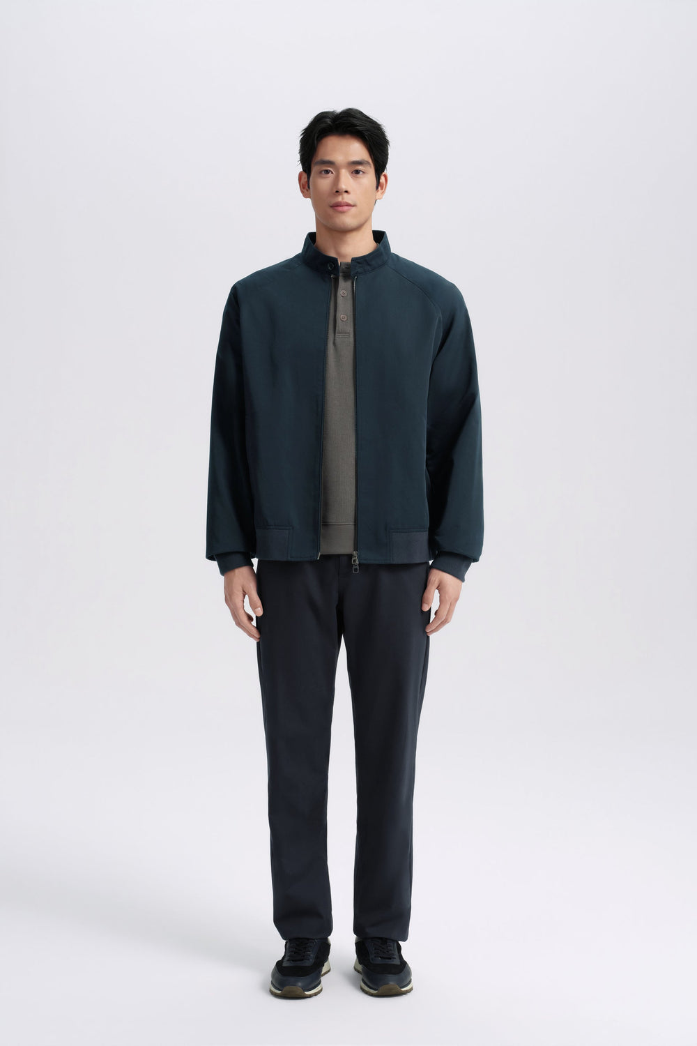 Lightweight Harrington Jacket | Navy 7957NZ — On Model