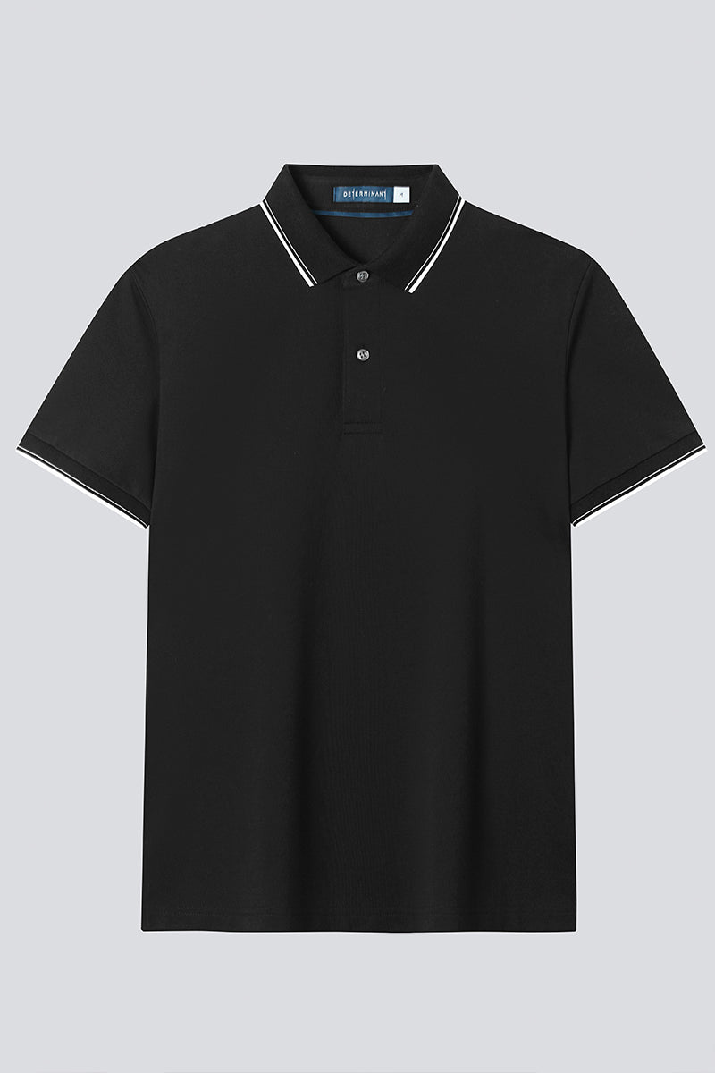 VISDRY™ Pique Tipped Polo | Black BKFD01
