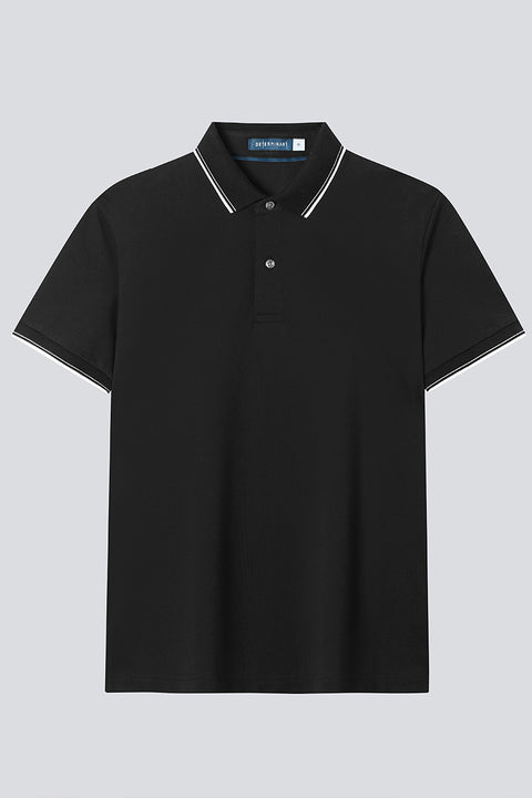 VISDRY™ Pique Tipped Polo | Black BKFD01