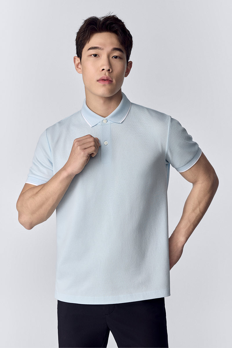 VISDRY™ Pique Tipped Polo | Light Blue BLE237