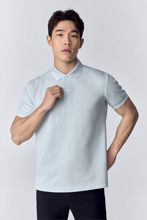 VISDRY™ Pique Tipped Polo | Light Blue BLE237