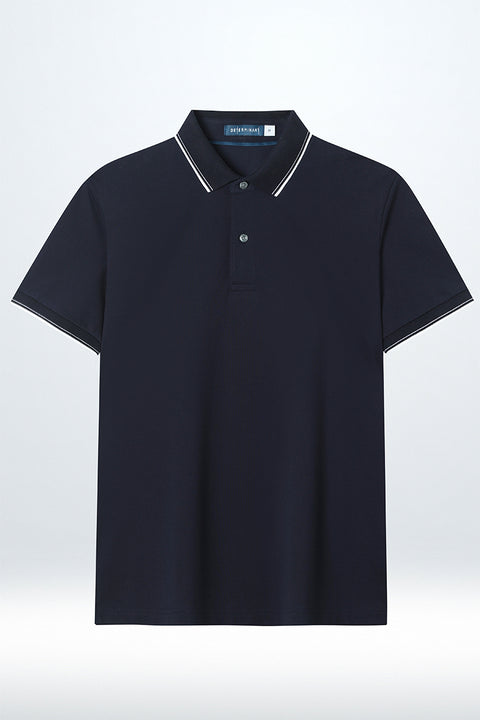 VISDRY™ Pique Tipped Polo | Navy NNY096