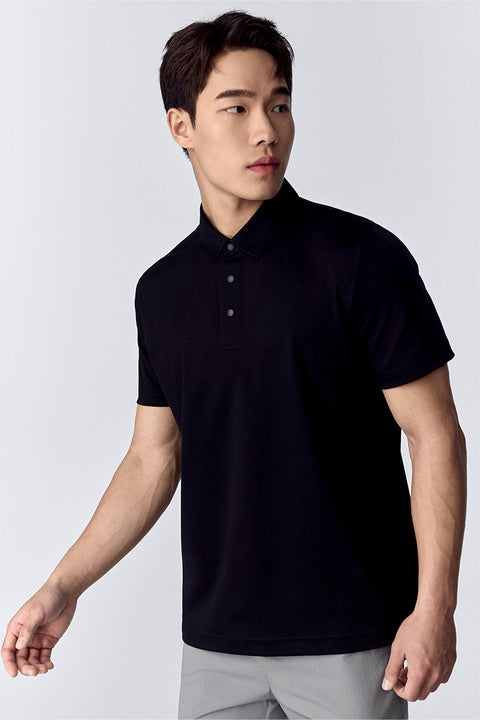 Softex Snap-Front Polo | Black BKFD01