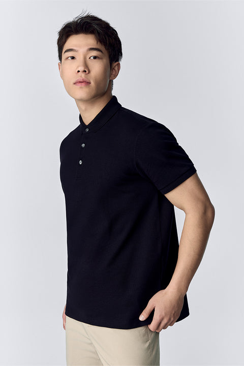 VISDRY™ 3-Button Pique Polo | Black BKFD01