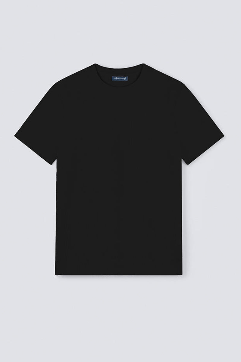 Waffle Crew Neck T-Shirt | Black BKFD01