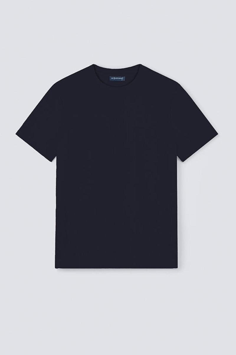 Waffle Crew Neck T-Shirt | Navy NNY096